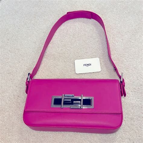 fendi 3baguette leather shoulder bag|fendi chenille bag.